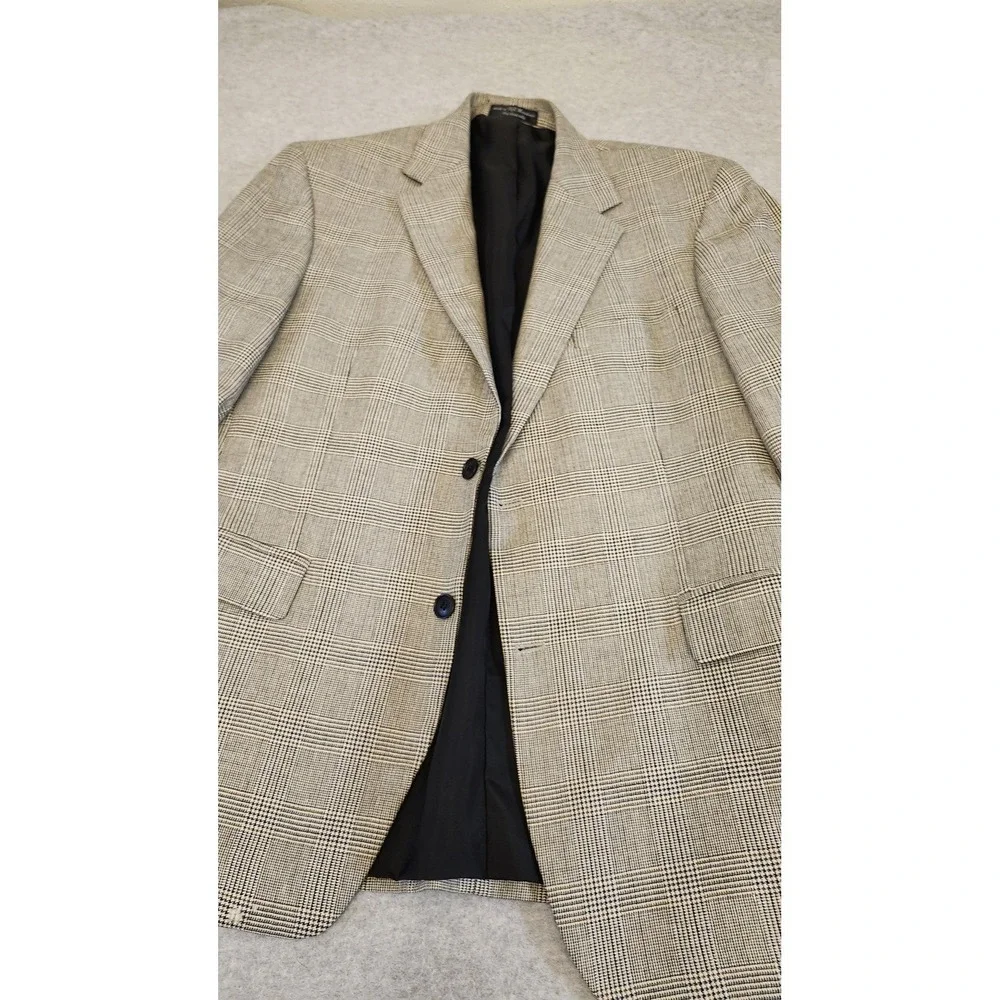 Gianfranco Ruffini Blazer Sport Coat Mens 42R Gray Glen Plaid‎ Silk Wool READ